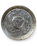 9-Inch Antique Silver-Plated Embossed Pooja Thali (450g)