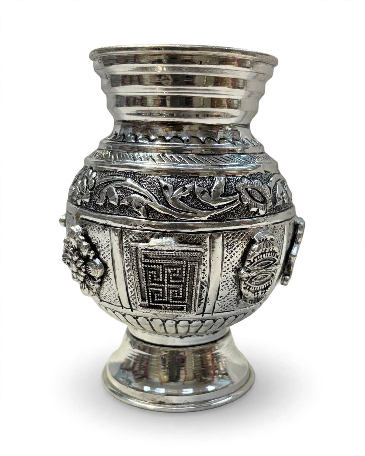 Antique Silver-Plated Ashtamangal Kalash
