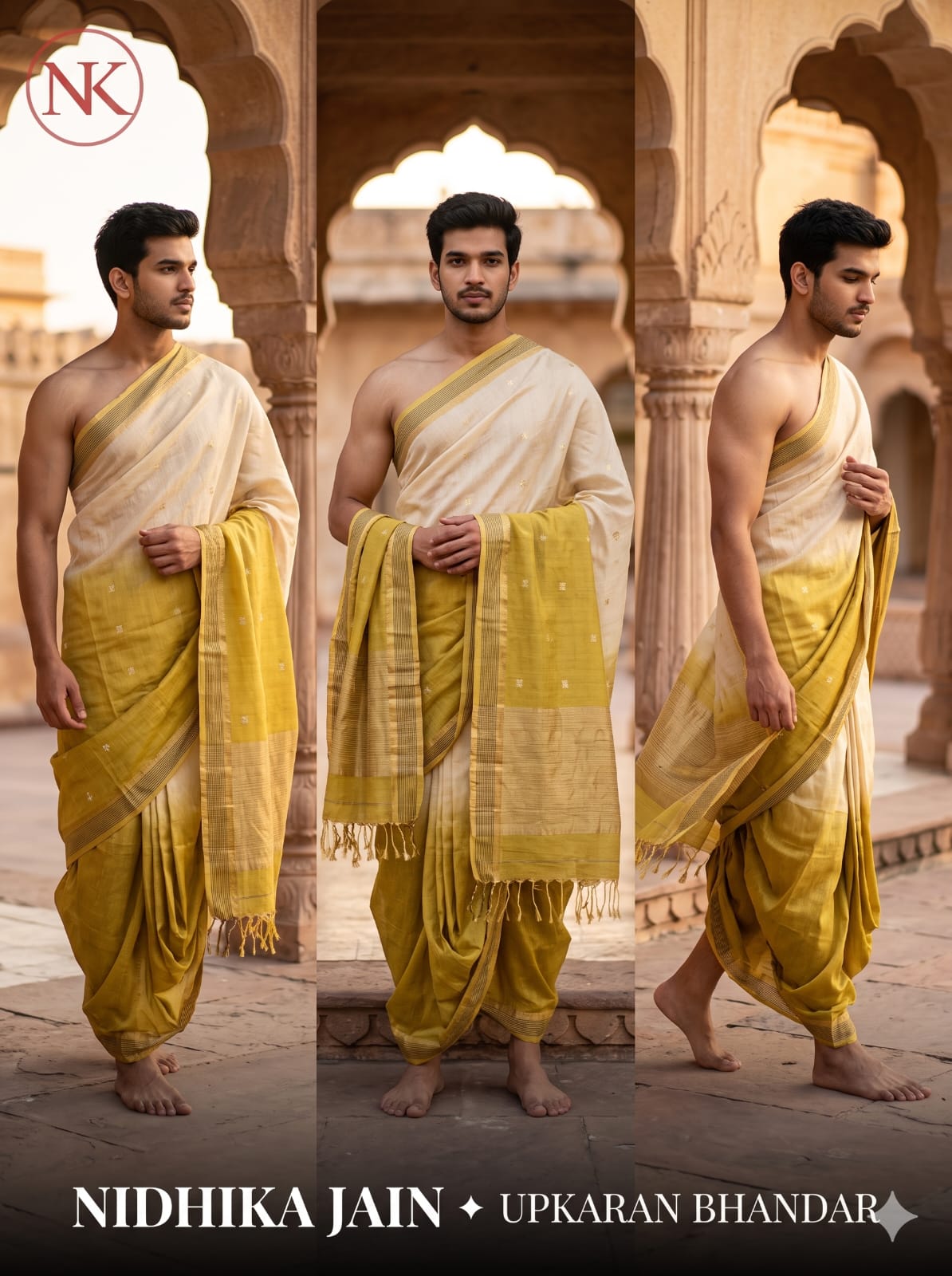 Shaded Jamdani Puja Jodi