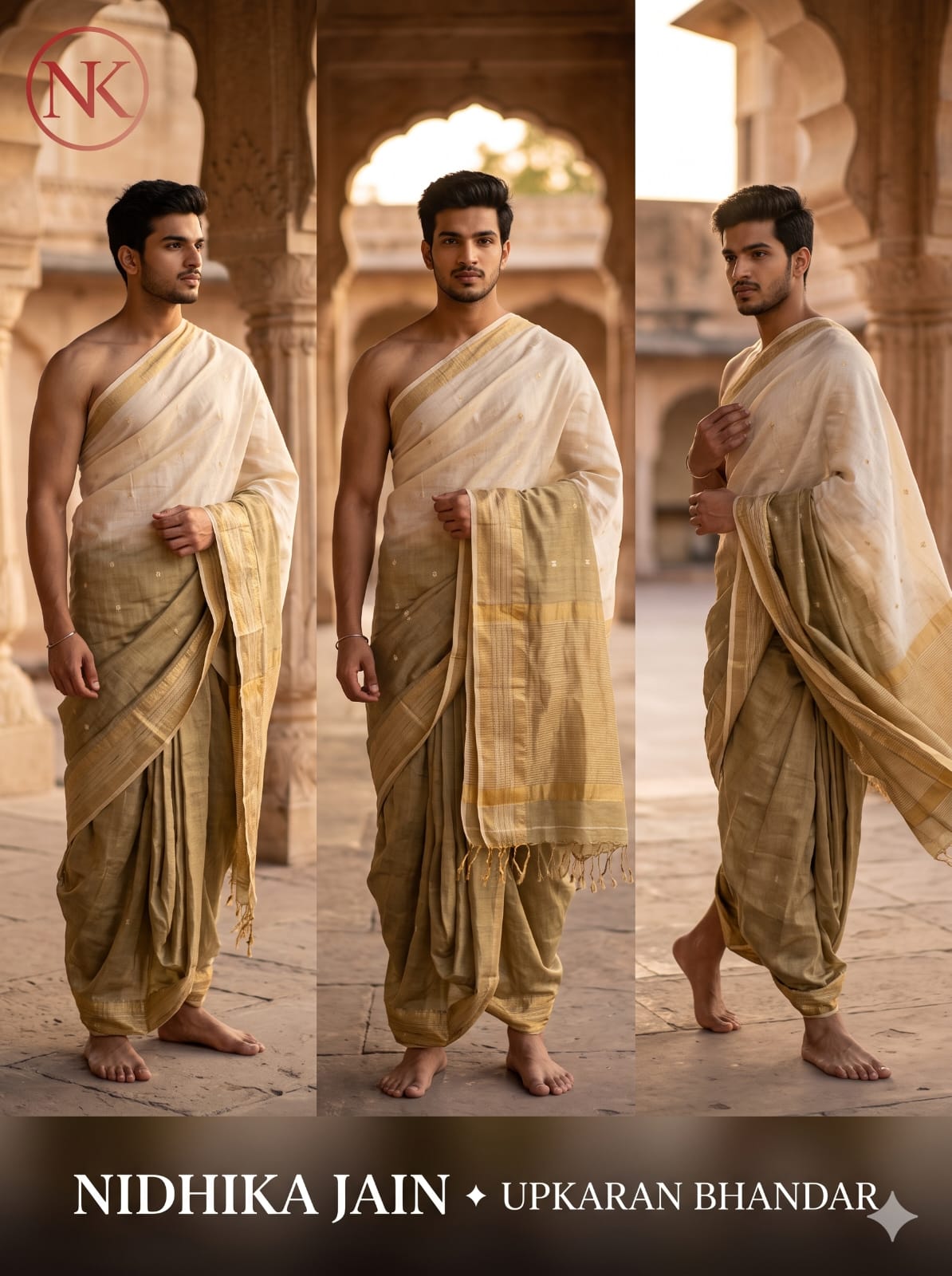 Shaded Jamdani Puja Jodi