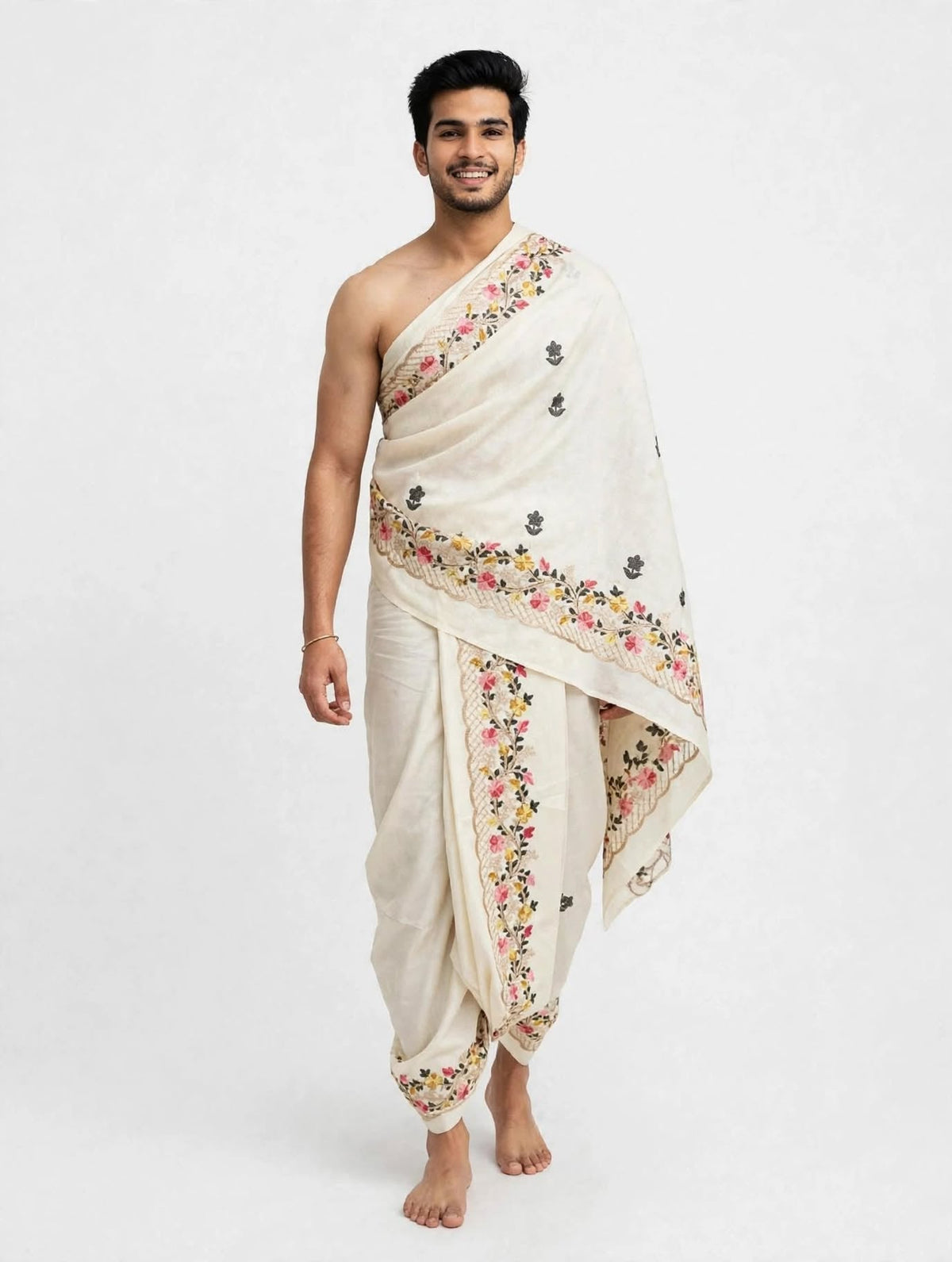 Ivory Floral Border Puja Jodi
