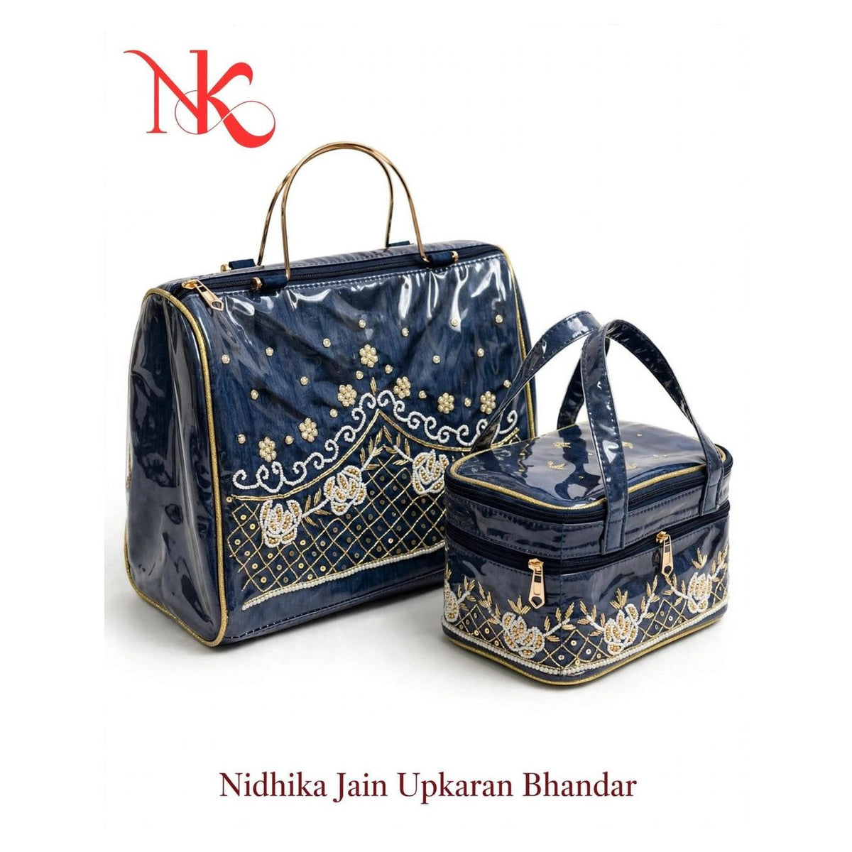Navy Zardoshi Bag & Batvo Set